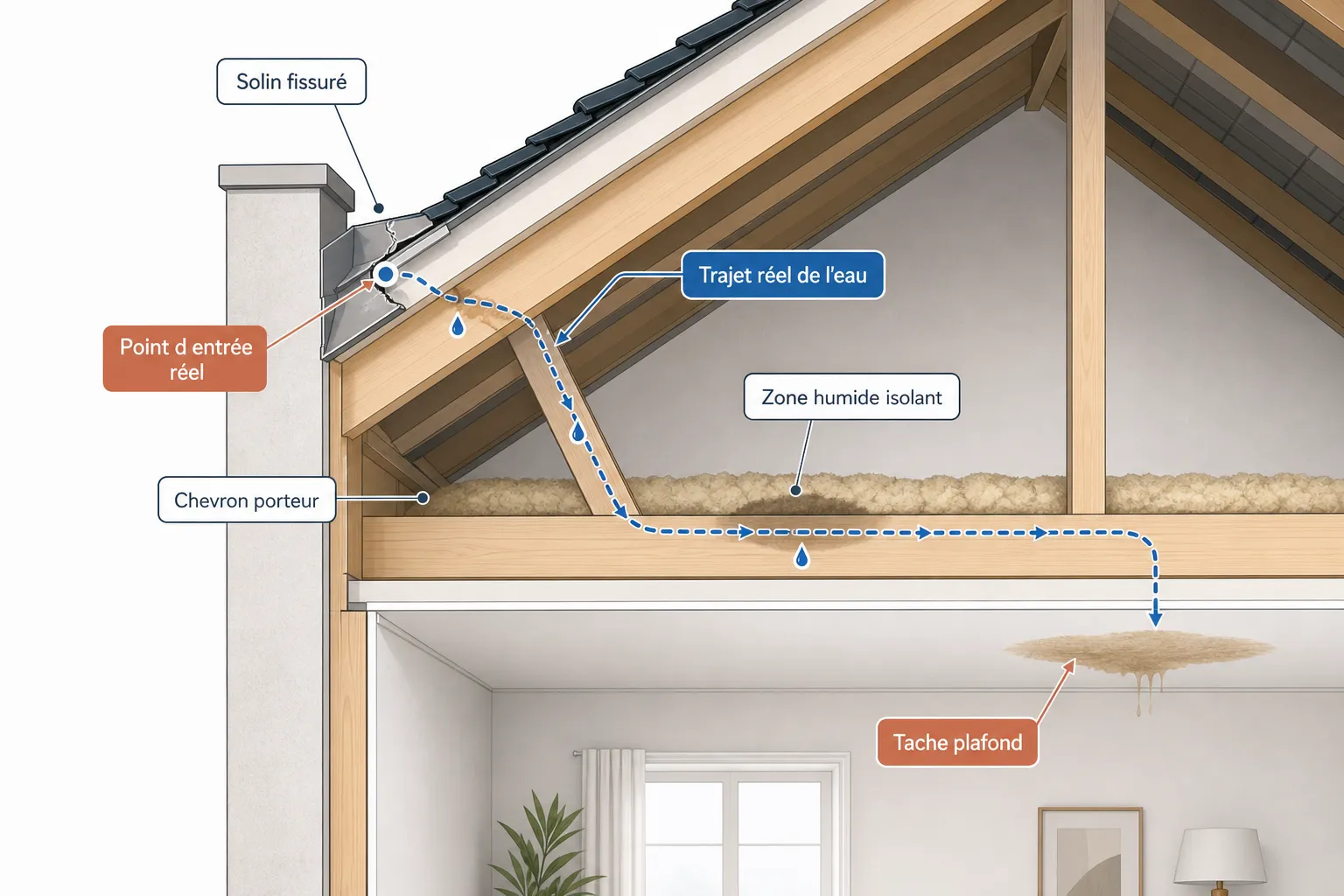 Fuite de toiture : comment localiser la source exacte